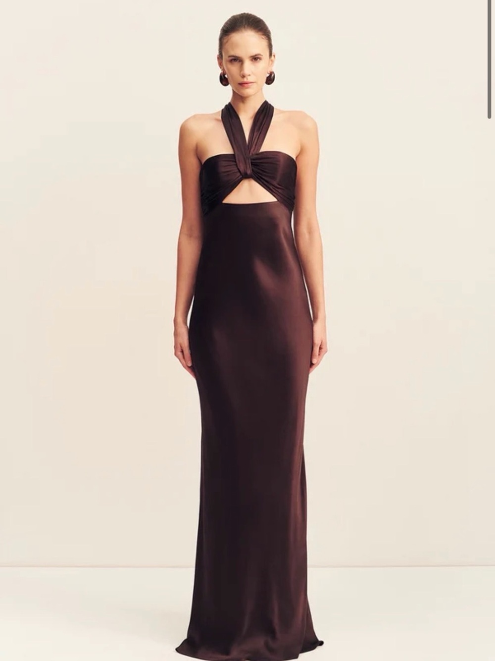Shona Joy La Lune Espresso Brown Maxi Gown 8/10 US SIZE